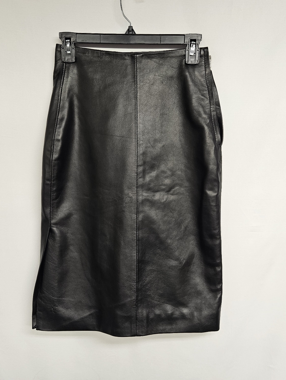 Real Leather Pencil Straight Skirt Womens XS Lined Black Professional